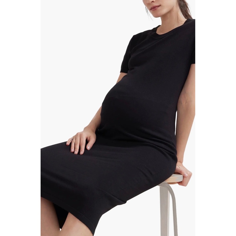 Hatch Softsculpt Bamboo Maternity Dress Black Sz S Flaw